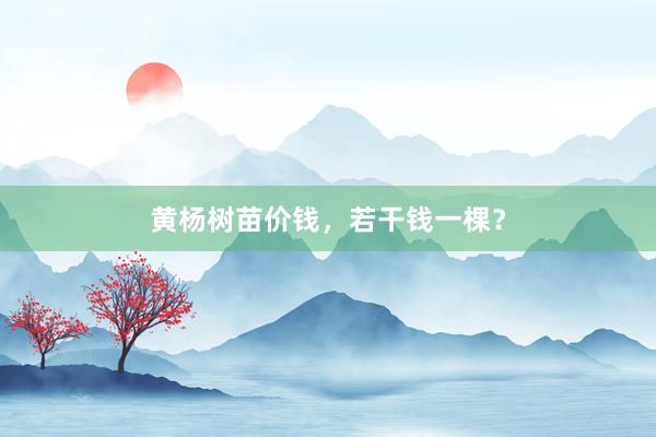 黄杨树苗价钱，若干钱一棵？